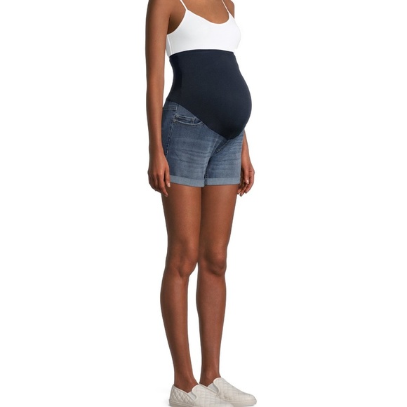Pants - Maternity Denim Shorts with Full Panel